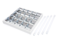 Set: 1x Corp de iluminat cu rastru montat pe zid 4x60cm + 4x Tub LED 9W - Alb neutru (4500K)