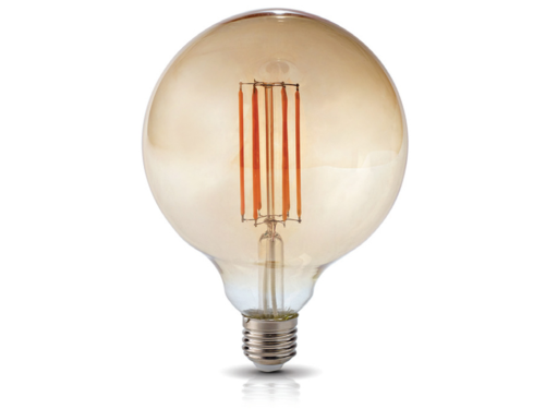Bec LED E27 7W G125 Filament Retro Amber - Alb cald (2700K)