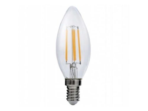 Bec LED E14 4W C37 Filament - Alb cald (3000K)