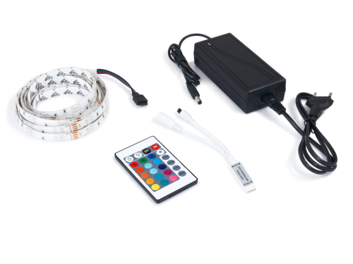 Set bandă LED 12V | 5050 | 150LED | 5m | IP65 | RGB + IR24 controler + sursă alimentare 36W