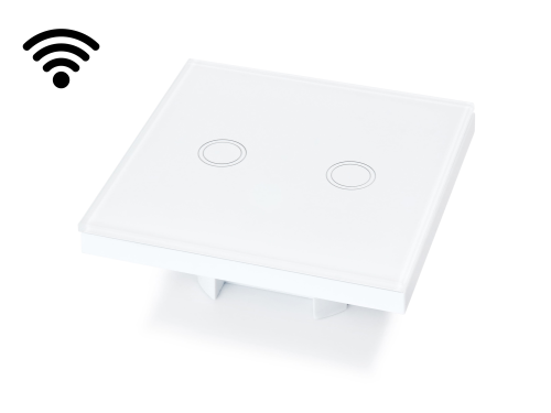 Întrerupător lumină de perete sticlă tactil Bianka dublu - Alb - WiFi (radio)