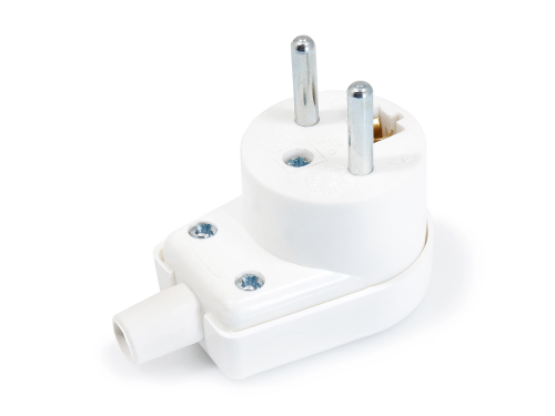 Fișa oblică cu împământare 16A 250V UL006 – Albă