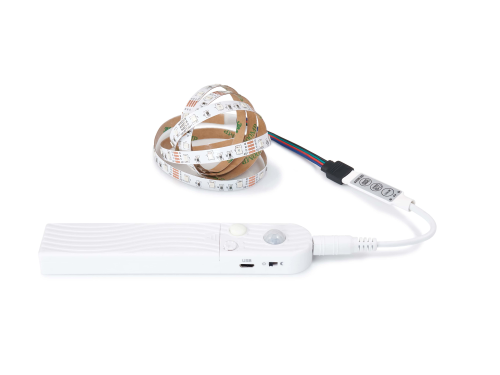 Set bandă LED 5V 1m - RGB + controler cu senzor de mișcare și de crepuscular pentru baterii AAA