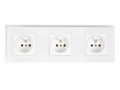 Priza electrică sticlă Bianka 230V 16A triplă cu împământare - Albă