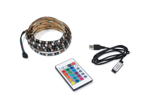 Set bandă LED 5V 5m - controler RGB + USB cu telecomandă IR pentru iluminarea de fundal a televizorului