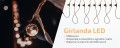 Set: Ghirlandă grădină 10m 10xE27 + 10x Bec cu LED E27 1.3W filament