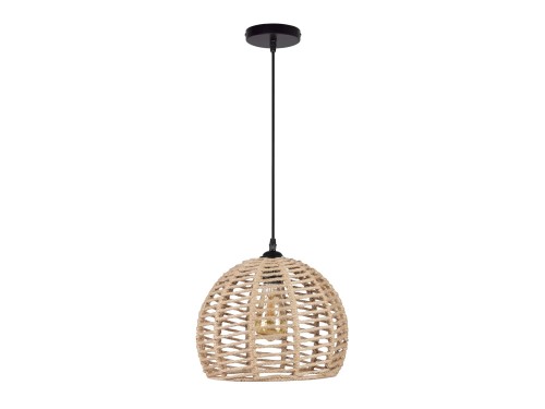 Lampă tavan suspendată din seria Retro & Loft: Otis E27 - Neagră cu șnurul bej
