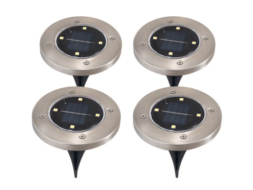 Lampadar grădină bătut în substrat Solară LED 4xSMD - 4 szt. - Satin - Alb rece (5500K)