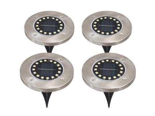 Lampadar grădină bătut în substrat Solară LED 16xSMD - 4 szt. - Satin - Alb rece (5500K)