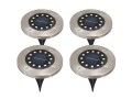 Lampadar grădină bătut în substrat Solară LED 12xSMD - 4 szt. - Satin - Alb rece (5500K)