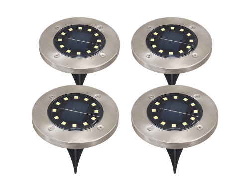 Lampadar grădină bătut în substrat Solară LED 12xSMD - 4 szt. - Satin - Alb rece (5500K)