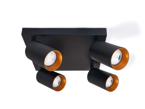 Corp de iluminat cu halogen montat pe zid de perete și tavan LED Eris Gold x4 - Negru