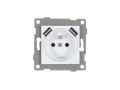 Priza electrică pentru ramă Bianka 230V 16A simplă 2x USB cu împământare - Albă