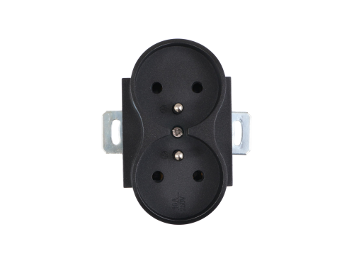 Priza electrică pentru ramă Bianka 230V 16A dublă cu împământare - Neagră