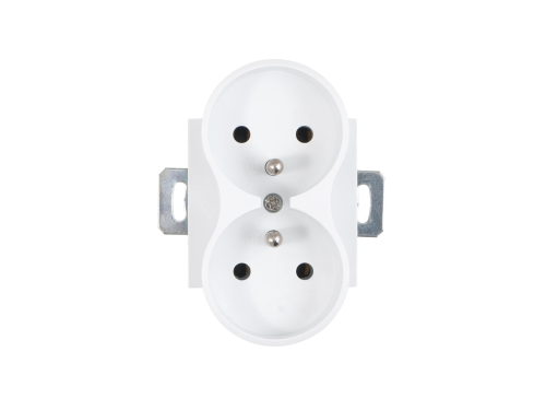 Priza electrică pentru ramă Bianka 230V 16A dublă cu împământare - Albă