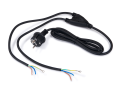 Fișa cu cablu de alimentare cu împământare, splitter 1/2 3x0.75mm 2m - Negru