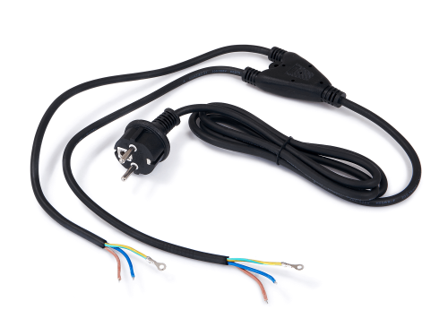 Fișa cu cablu de alimentare cu împământare, splitter 1/2 3x0.75mm 2m - Negru