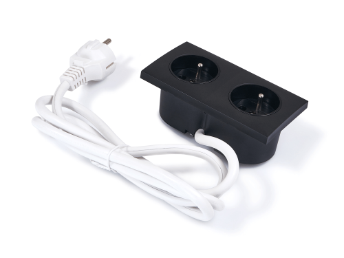 Priză electrică blat încastrat 2x230V dublu - Negru