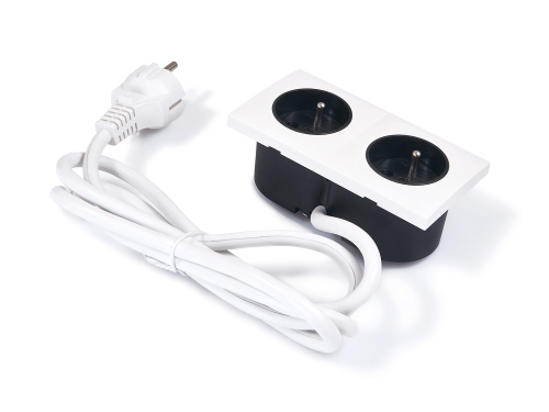 Priză electrică blat încastrat 2x230V dublu - Alb
