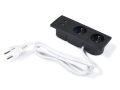 Priză electrică blat încastrat 2x230V + 2xUSB triplă - Negru