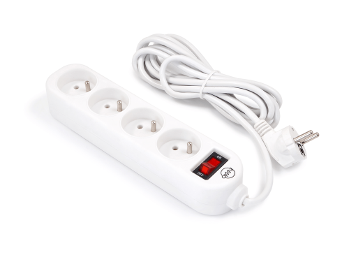 Prelungitor bară 3m - 4 x prize de alimentare 230V - Alb