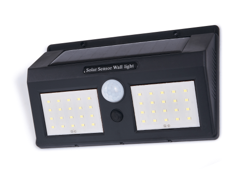 Lampă solară - Aplică de perete LED 5W cu senzor de mișcare și amurg – Alb rece (6000K)