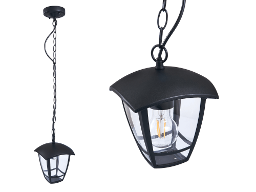 Lampa de fațadă - aplica de grădină - corp de iluminat exterior E27 LED Niko - Atârnată - Neagră
