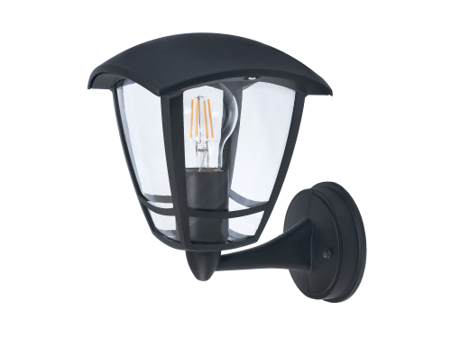 Lampă de fațadă - aplica de grădină - corp de iluminat exterior E27 LED Niko - Montare pe perete în partea de sus - Neagră