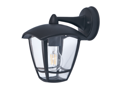 Lampa de fațadă - aplica de grădină - corp de iluminat exterior E27 LED Niko - Montare pe perete în jos - Neagră