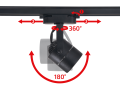 Setul Steka Violet cu lampă de cale ferată LED GU10 x3 + cale de cablu de 1,5 m - Negru