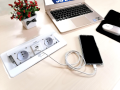 Priza încastrată în blatul biroului cu 2 prize și 2x USB 2.1 Multibox 2 - pentru benzi LED - Neagră