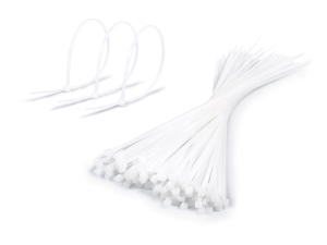 Opaskă de cablu cu clichet 3.6x300mm - Albă - 100 buc