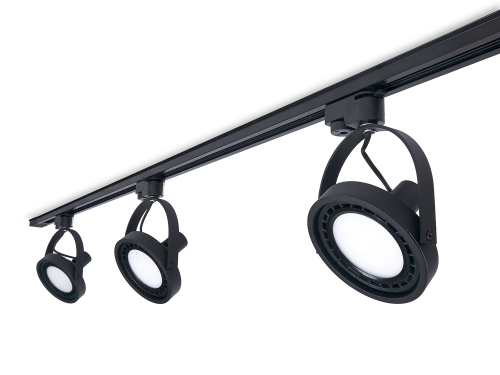 Set Steka Leon lampă pe șină LED AR111 GU10 x3 + cablu de șină 1.5m - Negru