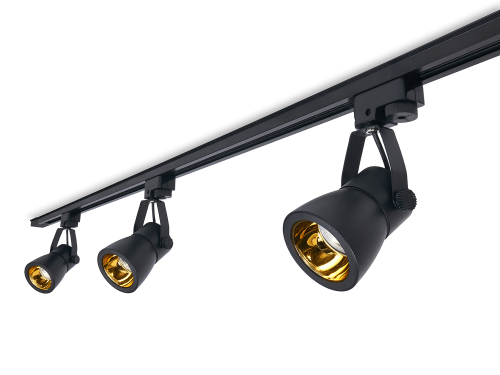 Set Steka Goldi cu lampă pe șină LED GU10 x3 + șină cu cablu 1.5m - Negru