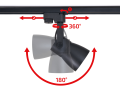 Set Steka Goldi cu lampă pe șină LED GU10 x3 + șină cu cablu 1.5m - Negru