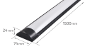Panou montat pe zid LED Slim 50W 1.5M - Negru - Alb neutru (4500K)