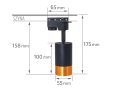 Set Steka Klemens lampă pe șină LED GU10 x3 + șină-cablu de 1.5m - Negru