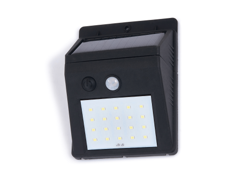 Lampă solară - Aplică de perete LED 3W cu senzor de mișcare și crepuscul + cablu 2.5m – Alb rece (6000K)