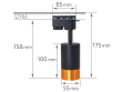  Carcasă de tip reflector pentru șină GU10 LED Steka Klemens - Neagră-Aurie 