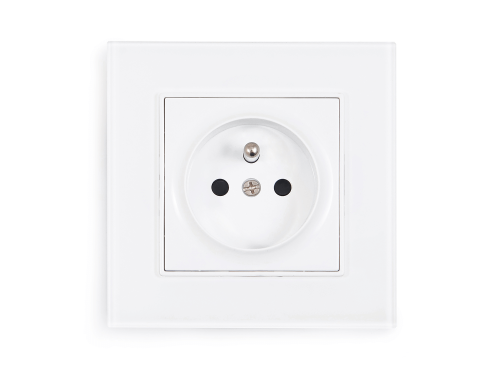 Set: 1x Priză electrică de sticlă Bianka 230V 16A + ramă de sticlă - Alb