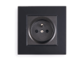  Set: 1x Priză electrică de sticlă Bianka 230V 16A + ramă de sticlă - Negru