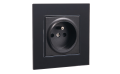  Set: 1x Priză electrică de sticlă Bianka 230V 16A + ramă de sticlă - Negru