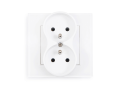 Set: 1x Priză electrică dublă de sticlă Bianka 230V 16A + ramă de sticlă - Alb