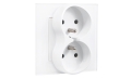 Set: 1x Priză electrică dublă de sticlă Bianka 230V 16A + ramă de sticlă - Alb