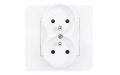Set: 1x Priză electrică dublă de sticlă Bianka 230V 16A + ramă de sticlă - Alb