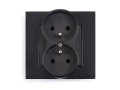 Set: 1x Priză electrică dublă de sticlă Bianka 230V 16A + ramă de sticlă - Negru