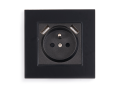 Set: 1x Priză electrică de sticlă Bianka 230V 16A 2x USB cu împământare + ramă de sticlă - Negru