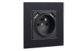 Set: 1x Priză electrică de sticlă Bianka 230V 16A 2x USB cu împământare + ramă de sticlă - Negru