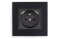 Set: 1x Priză electrică de sticlă Bianka 230V 16A 2x USB cu împământare + ramă de sticlă - Negru