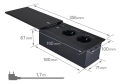 Distribuitor de birou încorporat în blat, bandă de alimentare cu 2x priză de alimentare, 1x USB-C și 1x USB-A Multibox 3 - Negru